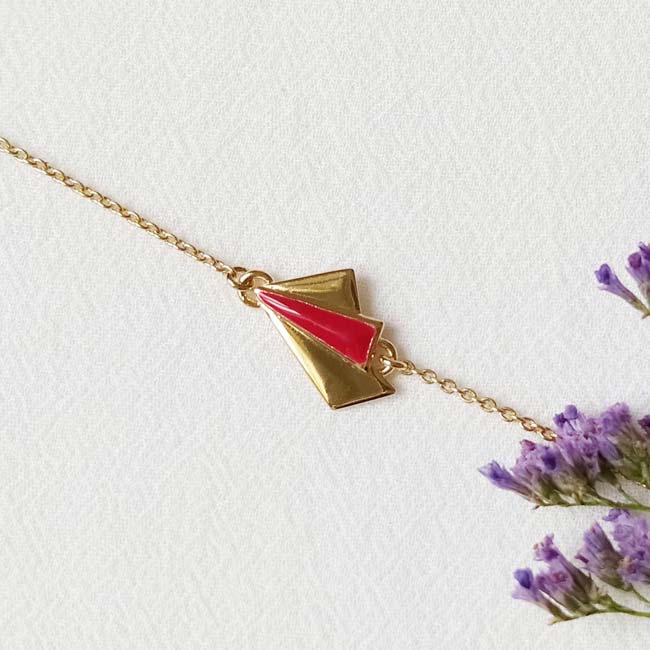 Handmade-gold-plated-bracelet-for-women-with-red-enamel-made-in-France