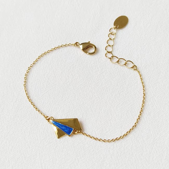 Handmade-gold-plated-bracelet-for-women-with-navy-blue-enamel-made-in-France