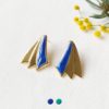 Handmade-gold-plated-earrings-for-women-with-stud-blue-enamel-made-in-France