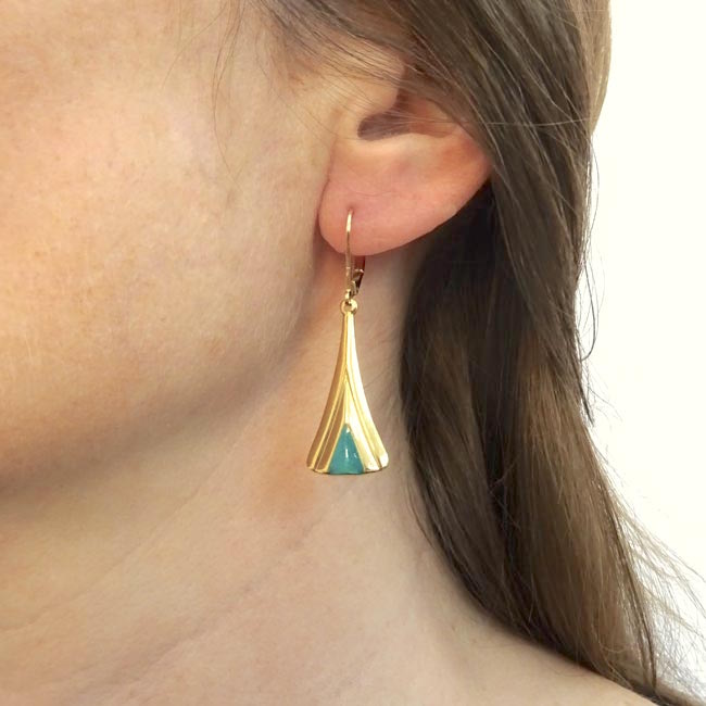 Boucle-d-oreille-doré-à-l-or-fin-turquoise-bijoux-créateur-fantaisie-fait-main