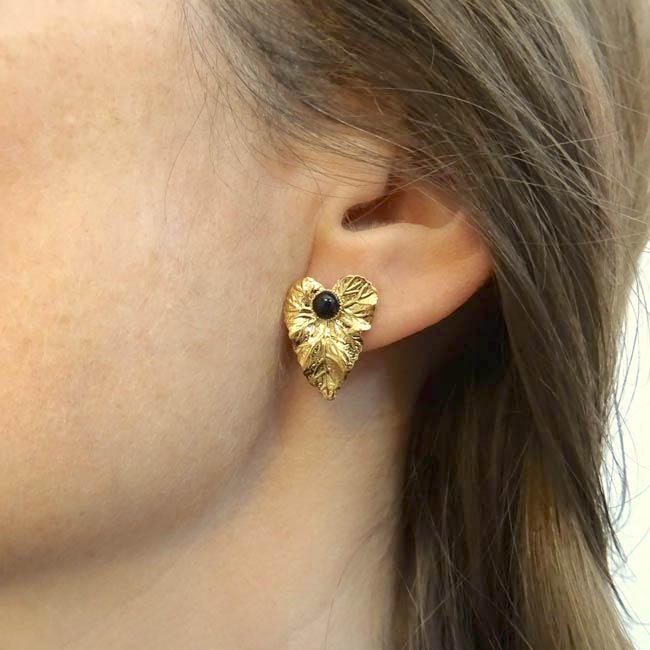 Boucle-d-oreille-fait-main-pierre-noire-bijoux-de-créateur-fantaisie