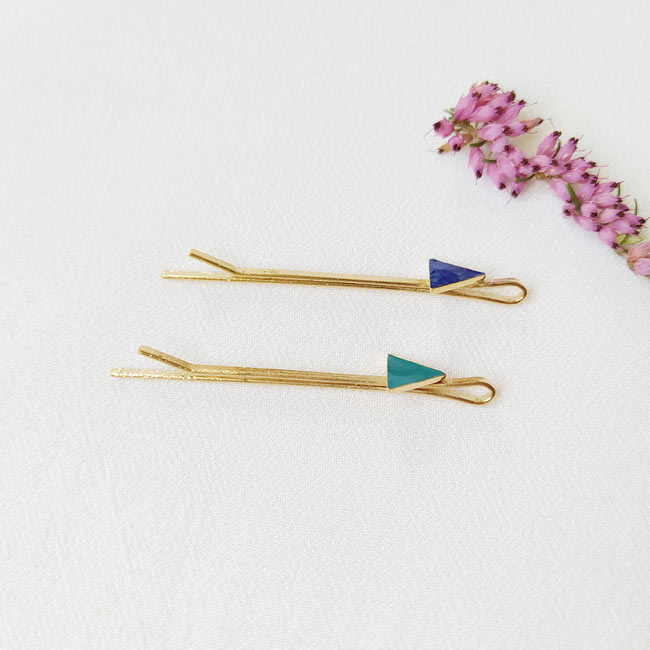 Handmade-gold-plated-hair-pin-for-women-with-royal-blue-enamel-made-in-France