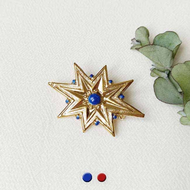 Handmade-gold-plated-brooch-for-women-with-navy-blue-enamel-made-in-France