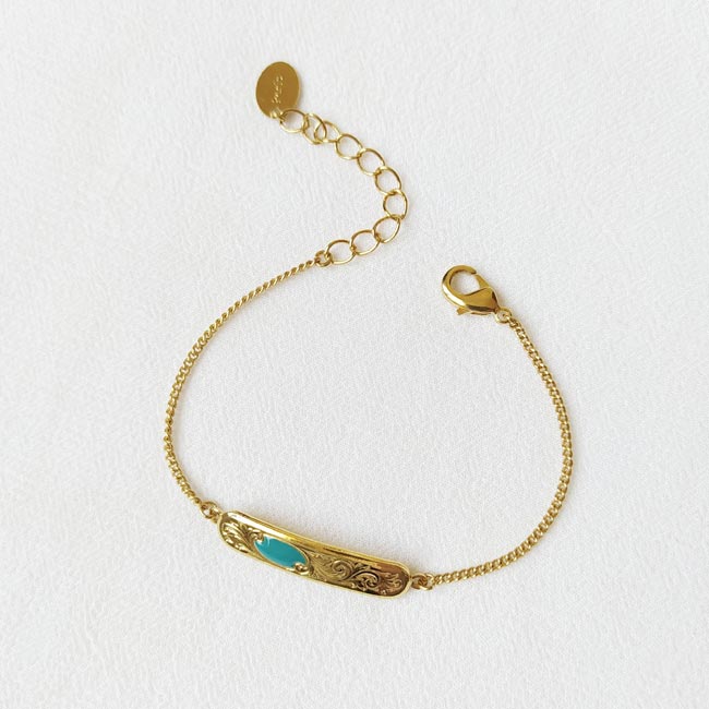 Handmade-gold-plated-bracelet-for-women-with-blue-enamel-finding-made-in-Paris-France