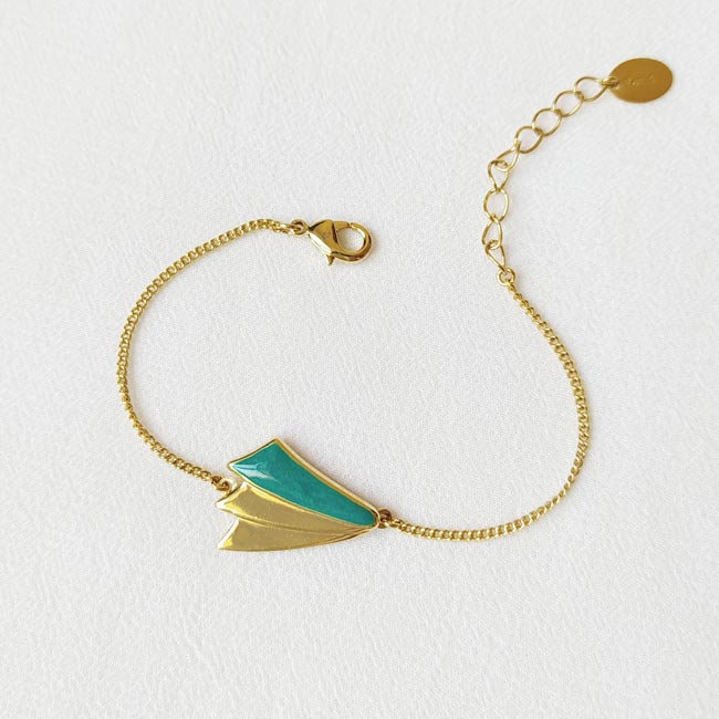 Fashion-handmade-adjustable-gold-bracelet-for-woman-with-blue-enamel-made-in-France