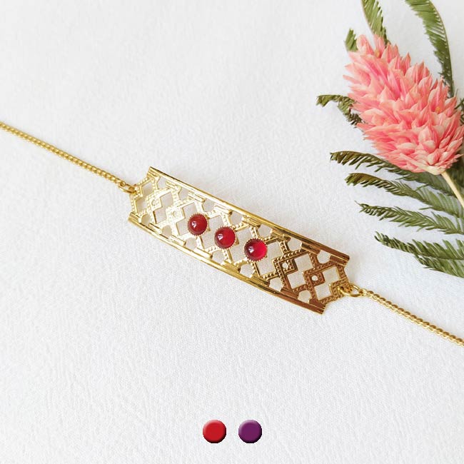 Bracelet-pierre-rouge-bijoux-de-créateur-fantaisie-doré-or-fait-à-Paris