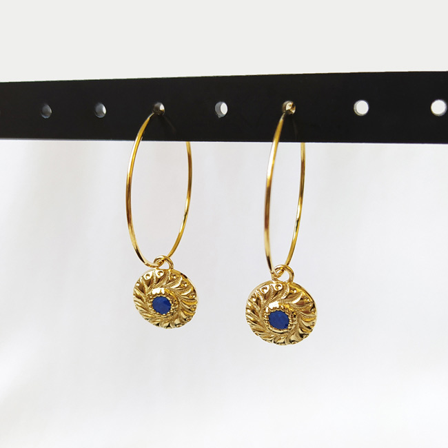 Handmade-gold-plated-earrings-for-women-royal-blue-enamel-made-in-France