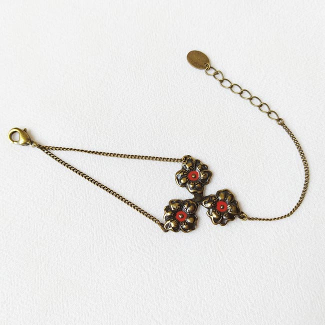 Handmade-bronze-bracelet-for-women-with a-plum-flower-made-in-Paris-France