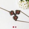 Handmade-bronze-bracelet-for-women-with a-red-flower-made-in-France