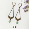 Handmade-bronze-earrings-for-women-with-green-aventurine-gemstones-made-in-France