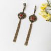 Handmade-antique-brass-earrings-for-women-with-red-enamel-made-in-France