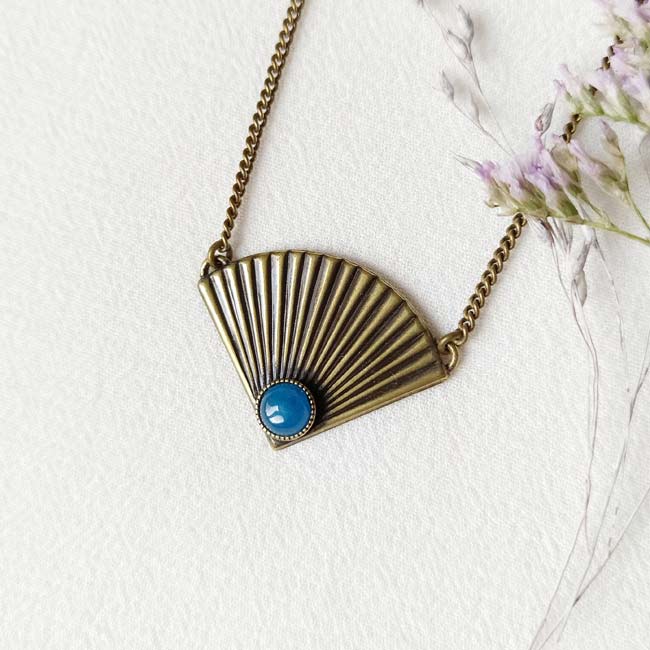 Handmade-bronze-necklace-for-women-with-a-blue-gemstone-made-in-France