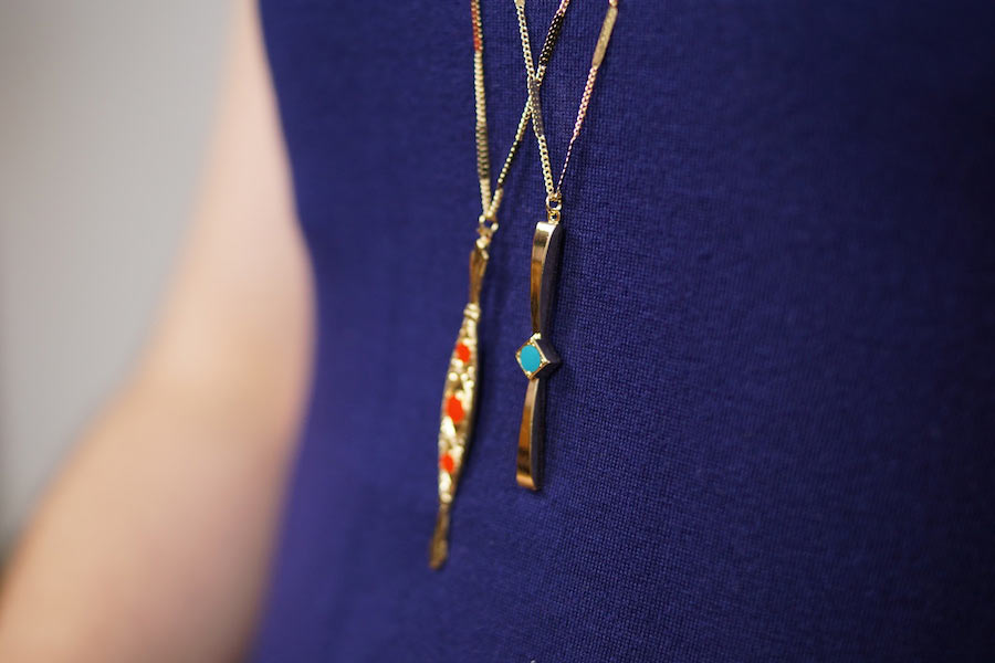 Handmade-costume-fashion-long-necklace-for-women-in-gold-with-cold-enamel