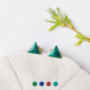 Customed-handmade-gold-stud-earrings-for-women-with-green-enamel-made-in-France