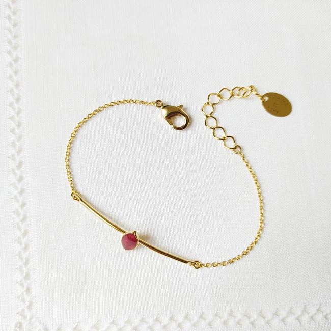 Customed-handmade-adjustable-gold-bracelet-for-women-with-plum-enamel-made-in-Paris