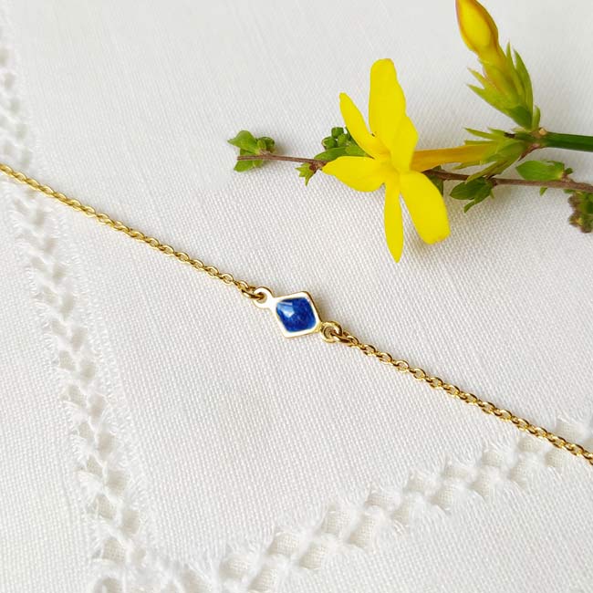 Handmade-customed-gold-thin-adjustable-green-navy-blue-bracelet-for-women-made-in-France