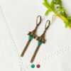 Handmade-bronze-earrings-for-women-with-blue-enamel-made-in-France