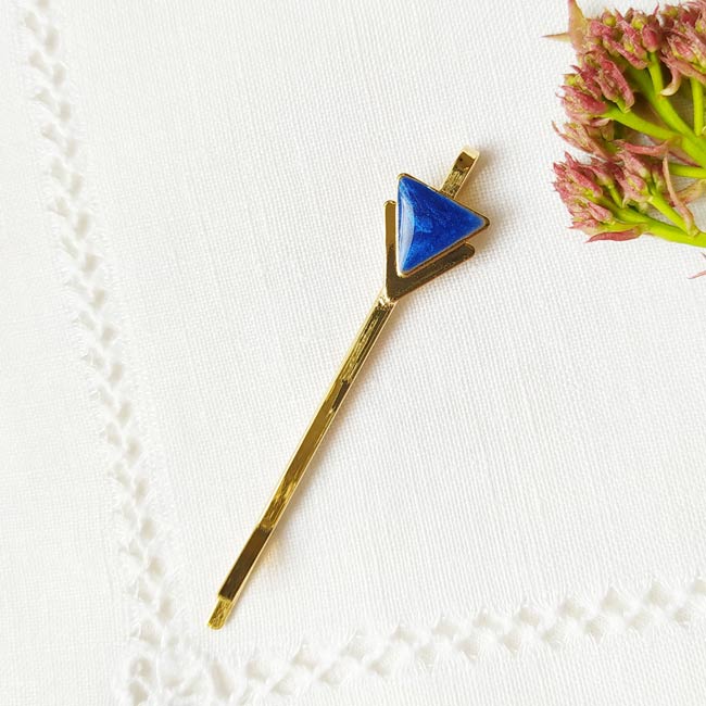Handmade-customed-fashion-gold-hair-pin-for-girls-with-blue-enamel-made-in-Paris