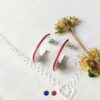 Handmade-customed-fashion-silver-stud-earrings-for-women-with-plum-enamel-made-in-France