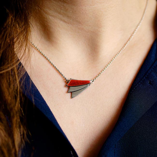 Handmade-fashion-short-adjustable-silver-necklace-for-women-with-enamel-fmade-in-France