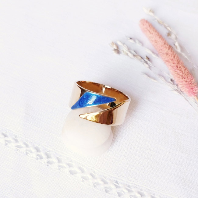 Handmade-customed-adjustable-silver-ring-for-women-with-royal-cold-enamel-made-in-France
