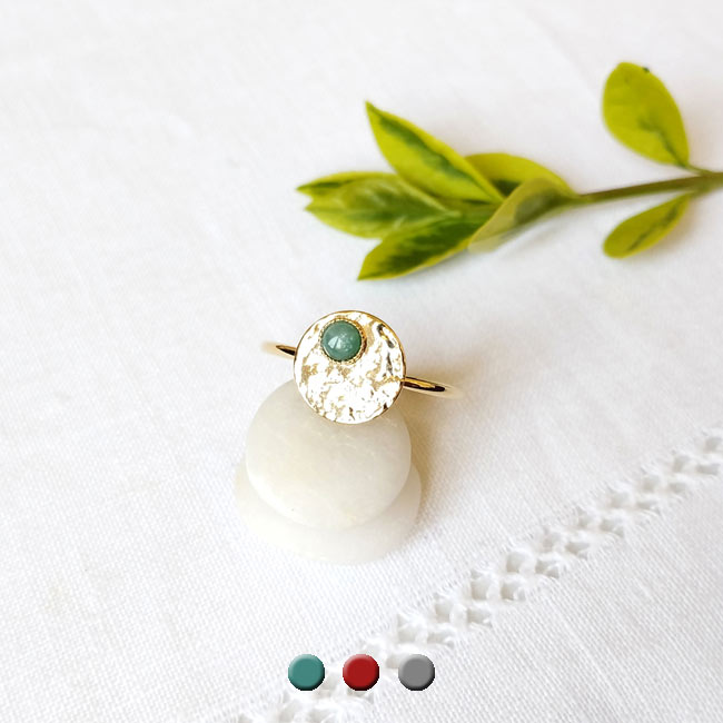 Customed-fashion-handmade-gold-adjustable-ring-for-woman-with-a-blue-green-amazonite-gemstone-in-France