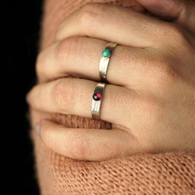 Customed-fashion-handmade-silver-adjustable-ring-for-woman-with-blue-green-amazonite-gemstone-in-Paris