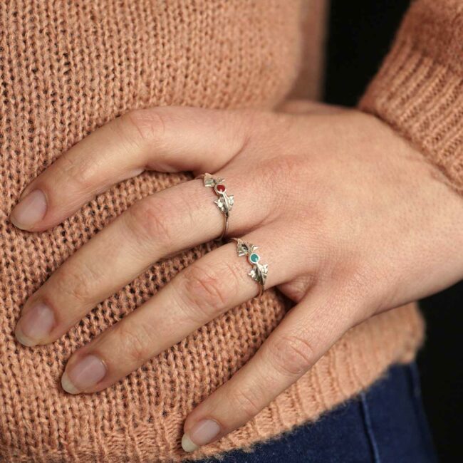 Customed-fashion-handmade-adjustable-silver-ring-for-woman-with-plum-enamel-in-Paris