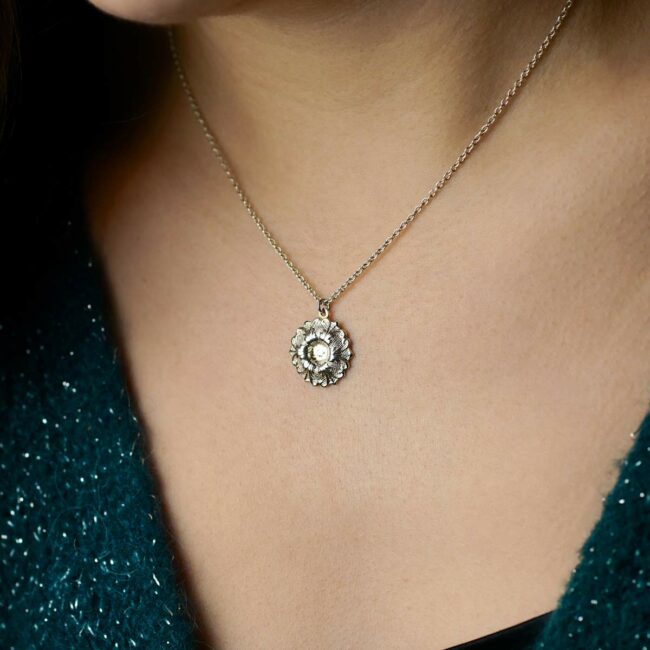 Handmade-fashion-customed-silver-adjustable-necklace-woman-flower-pendant-paris