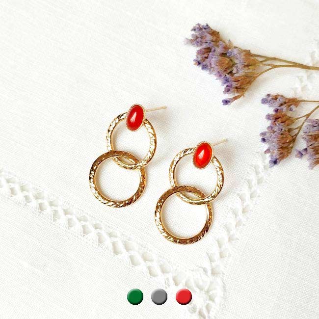 Fashion-customed-handmade-gold-pendant-earrings-for-women-with-red-carnelian-gemstones-made-in-Paris