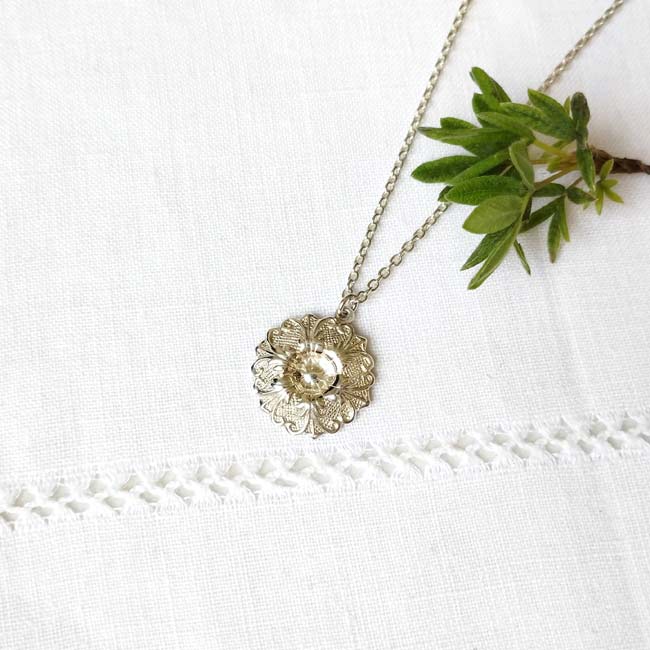 Collier argent Flower
