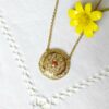 Collier-de-créateur-fantaisie-artisanal-doré-pour-femme-avec-email-prune-fait-main-en-Gironde-France