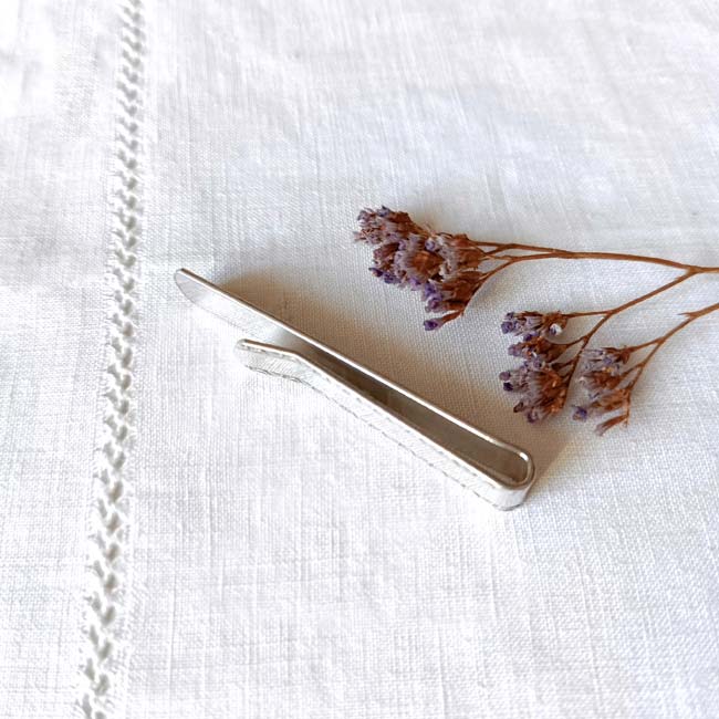 Accessoires-pour-homme-pince-à-cravatte-argent-fait-main-en-Gironde-France