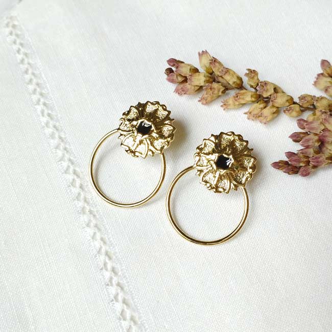 Bijoux-boucles-d-oreilles-fantaisie-createur-femme-or-fait-main-email-noire-gironde-france